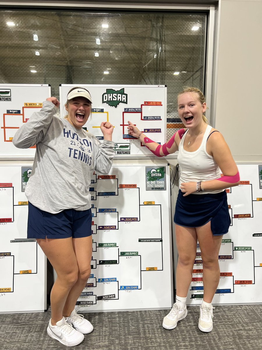 HudsonOHSports's tweet photo. 🚨🚨🔥STATE BOUND ALERT 🔥🚨🚨
🎾Sophie Uijtewaal and Violet Tuttle win their qualifying match this morning to secure a spot in top 16 doubles and punch their ticket to the Tennis State Championships!!!
Congratulations Sophie and Violet! Let’s go!!!
#ExplorerPride
#RollHud https://t.co/sILdXiY1p0
