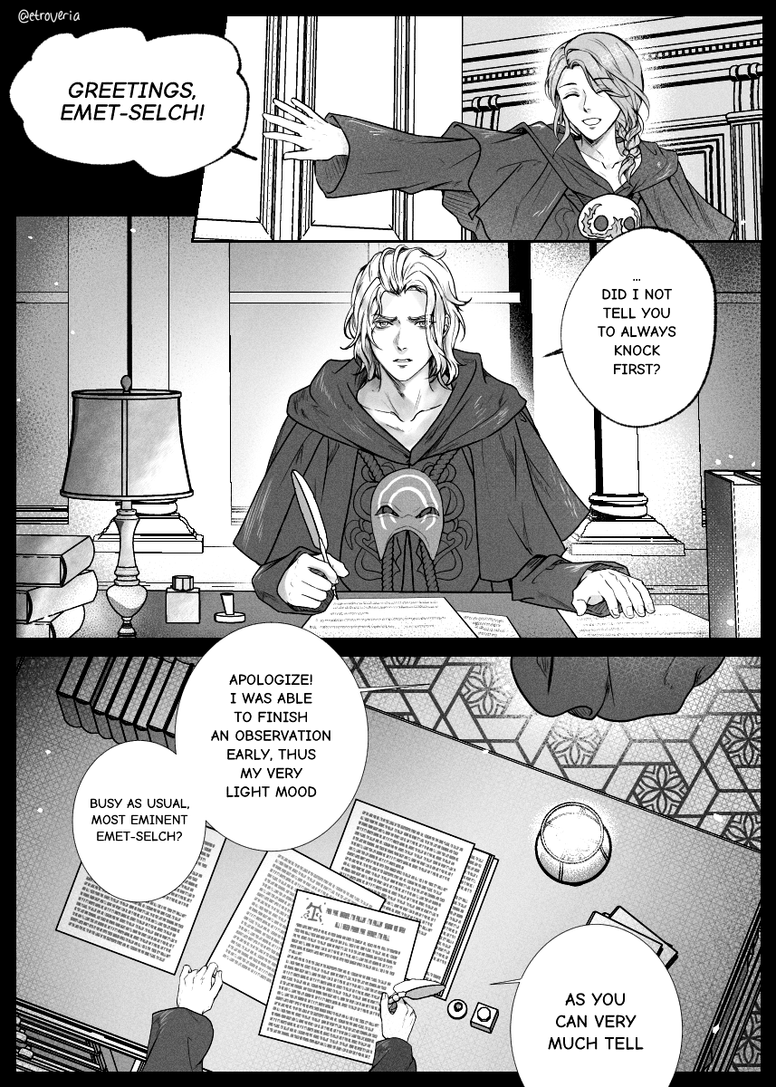 etroveria's tweet photo. days of youth
gen, emet-selch &amp; hythlodaeus &amp; azem
4 pages, right to left

#ffxivart #FF14イラスト https://t.co/kbjnJ9Iupi
