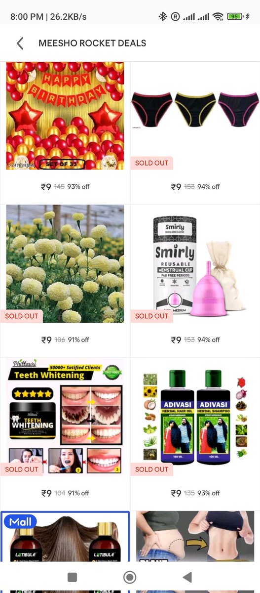@Meesho_Official @meeshotech @meesho_support What rubbish, I had tried to shop Rs. 9 Sale, but at exact time the items showing out of stoch..... readiculous