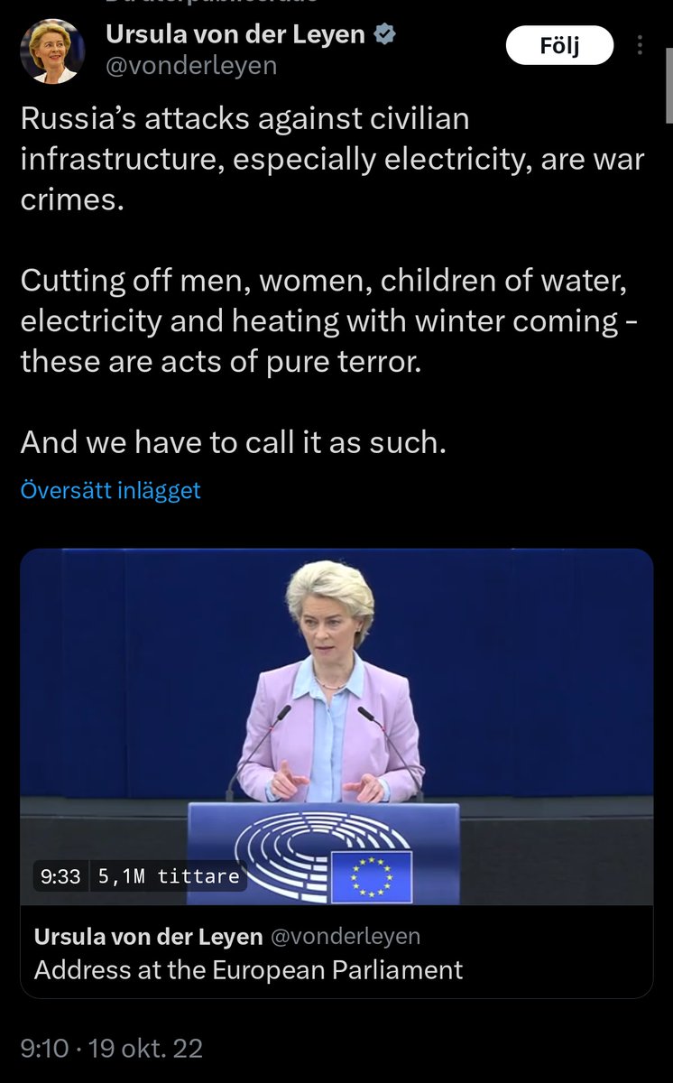 guldfiske's tweet photo. Jag kan ärligt talat inte förstå detta. Varför inte krigsbrotten mot civila i Gaza bedöms på samma sätt som krigsbrotten mot civila i Ukraina. Hamas terrordåd rättfärdigar inte den folkrättsliga kränkning och humanitära katastrof som Gazas civilbefolkning utsätts för. https://t.co/Zh2v531bot