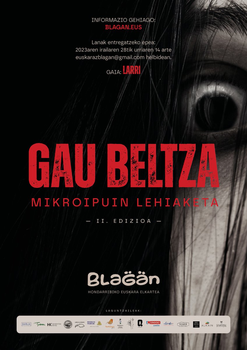 Blagan_euskaraz's tweet photo. 🎃😱🎃😱🎃😱
Gaur da lanak entregatzeko azken eguna!
😱🎃😱🎃😱🎃

Hona bidal dezakezu zure mikroipuina:
euskarazblagan@gmail.com

Informazioa:
https://t.co/Wn33Bw3urE https://t.co/AfNJcUeInA