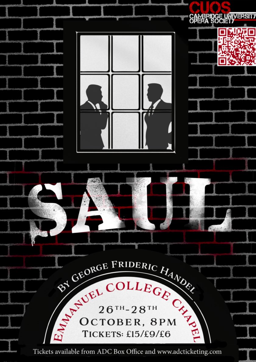 CamUniOperaSoc's tweet photo. We’re very excited to announce that tickets are now up for sale! Come and see Saul! https://t.co/XWk007hsp6 https://t.co/RU0UdlsKtE