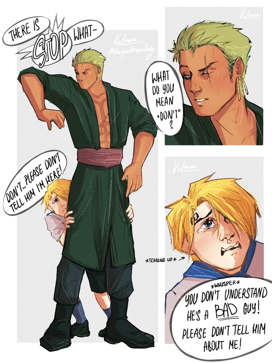 Uniquetosmbody's tweet photo. 1 part (?)

AU where Sanji and zoro met themselves as children 

#onepiece #zosan #sanzo #zoro #sanji https://t.co/9RsN9Zgu1A