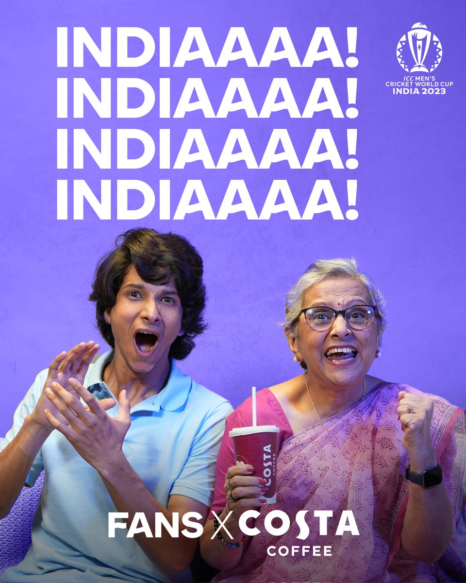 CostaCoffeeInd's tweet photo. Team India is on a roll with three wins in a row. And there's nothing sweeter than a victory against our oldest rivals.

#CWC23 #FansXCostaCoffee #ICCWorldCup #CricketWorldCup2023 #Coffee #CoffeeFans #Cricket #CostaCoffee #CostaCoffeeIndia https://t.co/xgq3WttA6y