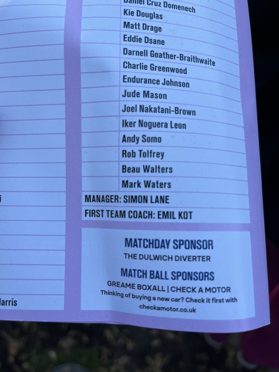 Come on Dulwich - Match Ball sponsors. #dhfc