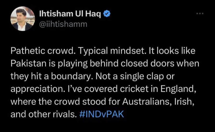 rishibagree's tweet photo. Ahmedabad crowd must be appreciated because they gave the correct treatment to Pakistanis https://t.co/rs9IT6O9Hv