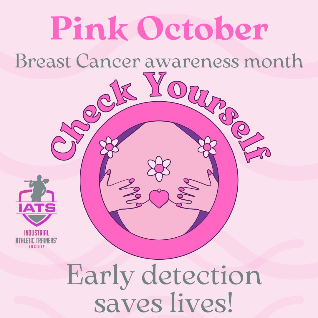💗💗 October is Breast Cancer Awareness Month. Early detection can help save lives! Be sure to complete a monthly self exam and report any differences to your PCP!💗💗  #breastcancerawareness #pinkoctober #selfcheck #industrialathletictraining