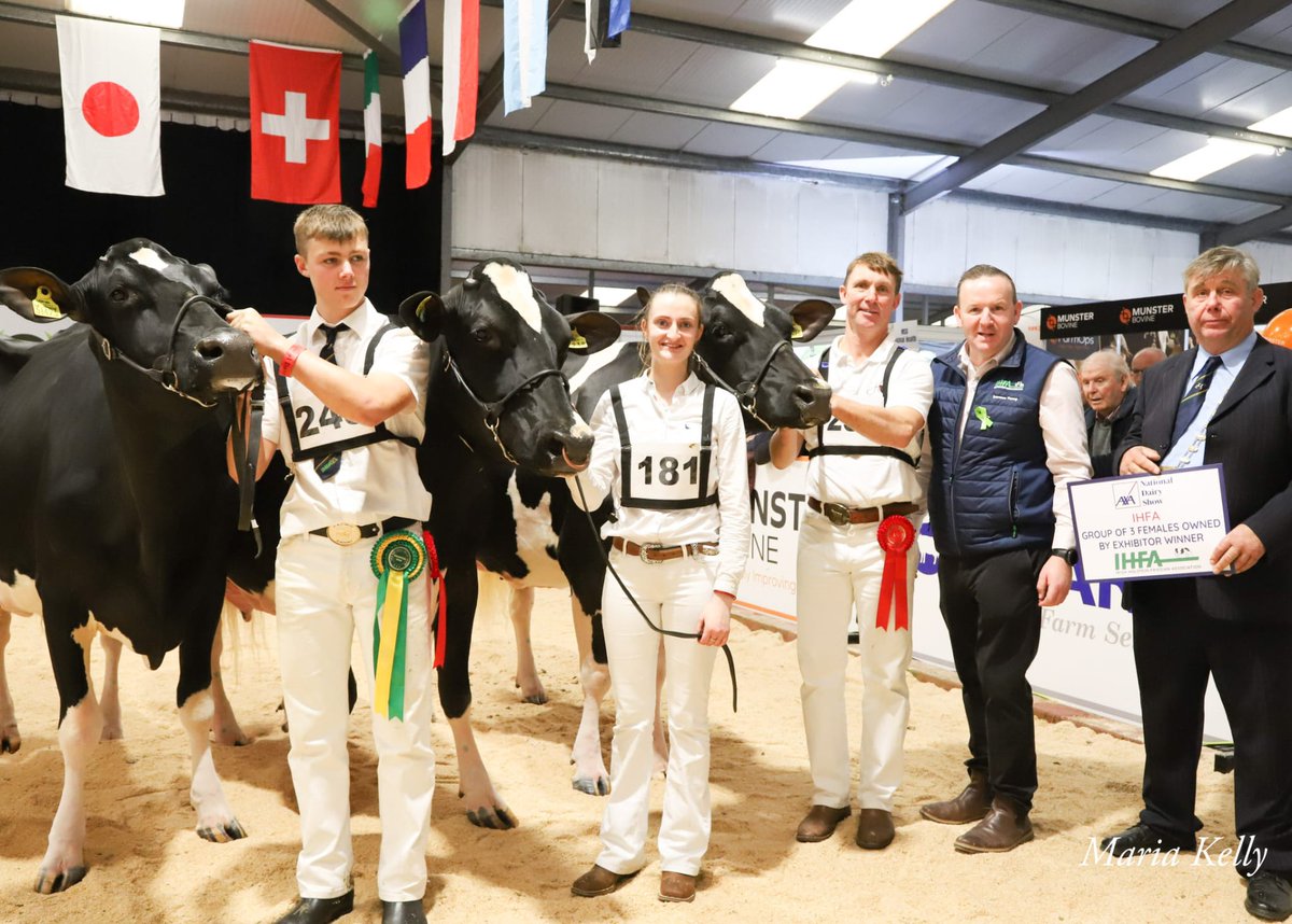 AXA National Dairy Show 

Class. 21 Group of 3 females owned by an exhibitor Sponsored by IHFA (5)

1st Philip Jones 
2nd R&amp;S, J&amp;L Helen 
3rd John &amp; Bryan O'Connor 
4th Rickey Barrett 
5th Owen Cleary