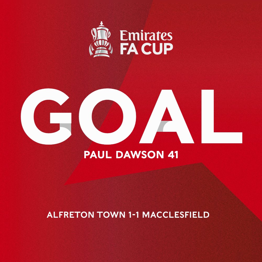 AlfretonTownFC's tweet image. 41` The visitors are level. Huge hand ball appeals from the Reds but Dawson comes forward and finds the net with a great strike.

(1-1) 
#ATFCvMFC