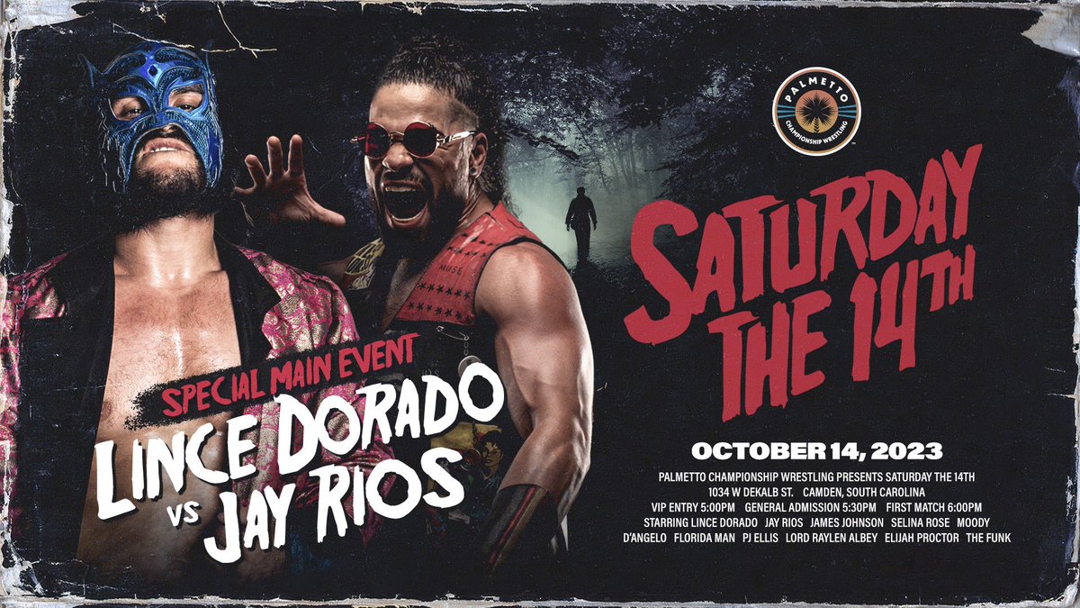 PCWofSC's tweet photo. The #mainevent of @PCW_SC #tonight will feature two debuts in @LuchadorLD and @RiosDaSavage in a match that will be talked about for the ages! https://t.co/rJfCW6eNbX