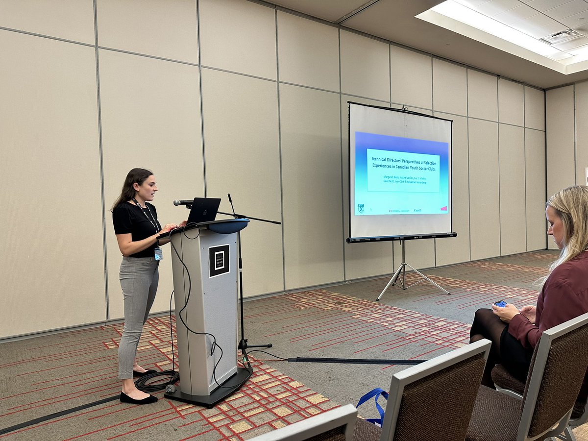 PhD student Maggie Nieto presents her work on TD’s perspectives of selection experiences in <a href="/CanadaSoccerEN/">Canada Soccer</a> at <a href="/_SCAPPS/">SCAPPS</a>  Great research with important implications. Thanks to all collaborators <a href="/LucMartin11/">Luc Martin</a> <a href="/jeancote46/">Jean Côté</a> <a href="/davenutt77/">Dave Nutt</a> <a href="/DrVsportpsych/">Justine Vosloo, PhD, CMPC</a>
