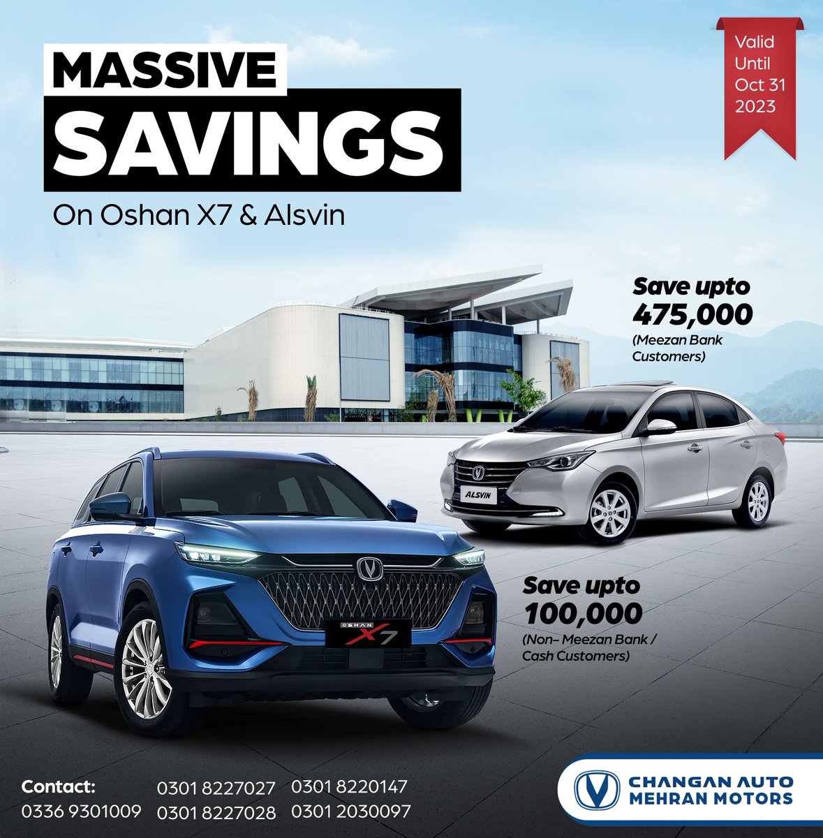 ChanganMehran's tweet image. An offer you simply can't ignore!

Hurry up and buy your #OshanX7 and #Alsvin now with Immediate Delivery!

For more info, call/WhatsApp:
03369301009
0301 8227027
03018227028
03018220147
03012030097