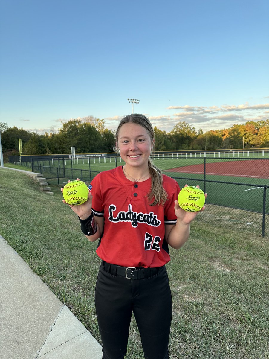 fallynb22's tweet photo. I hit a 2-run HR and threw my 300th HS career K in our first round district game this week, with 13K’s that game! Couldn’t have done it without my catcher and defense behind me❤️🖤🐾 @UHSLadycats_SB @CrushersElite @unionwildcats @BryanKHoward1 @WASHUSoftball @CoachRapert11 https://t.co/BnafqYZ2pT