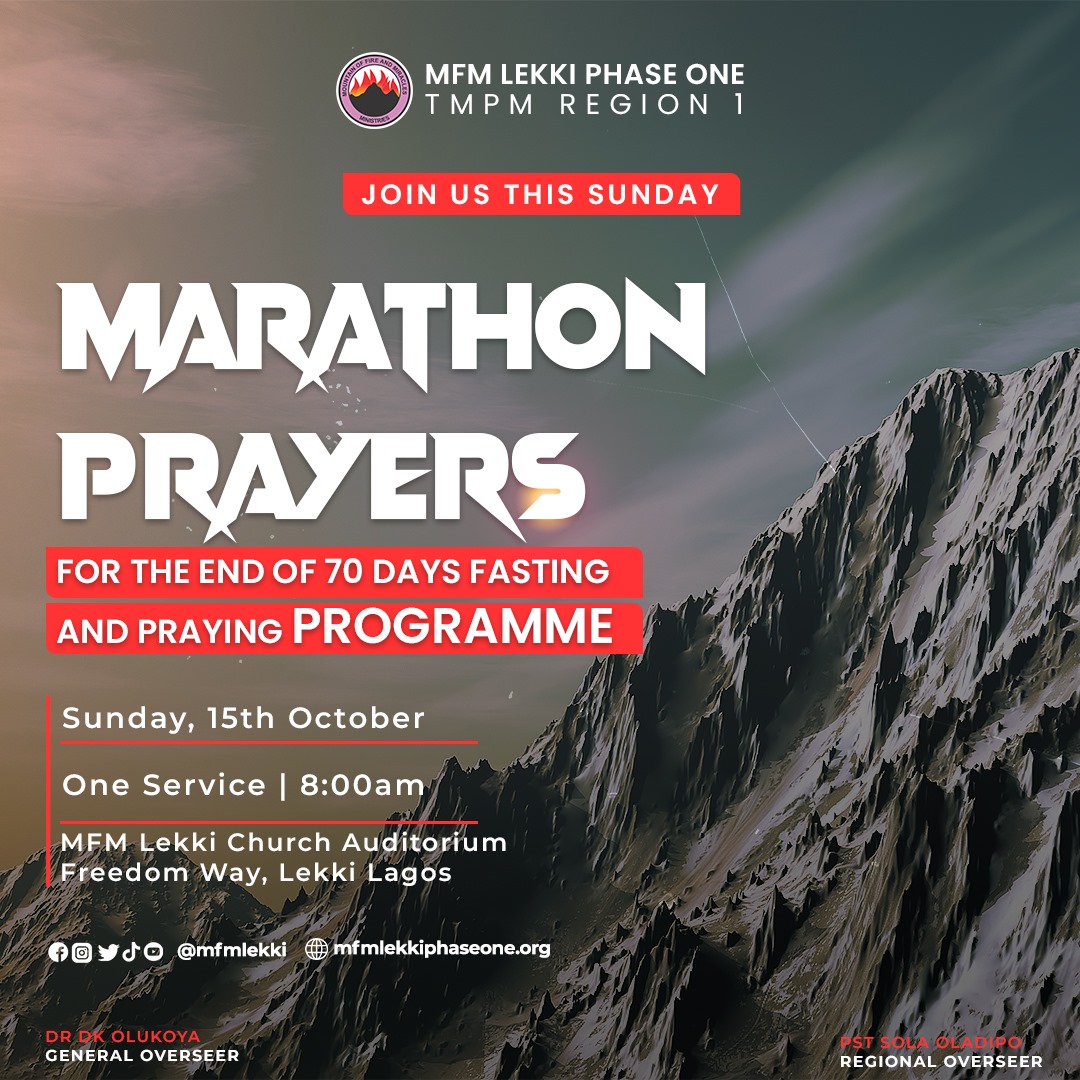 mfmlekki's tweet photo. Join us tomorrow for our Marathon prayers for end of 70 days prayer and fasting.

#mfmlekki  #sundayservice #worshipservice #70daysprayerandfasting https://t.co/cMBrMTramw