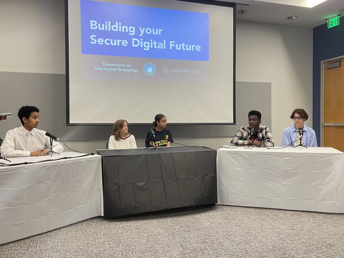 An impressive group of <a href="/ACPSk12/">Alexandria City Public Schools</a> middle and high school students share their experience and advice on staying safe while using #socialmedia during an <a href="/AlexandriaVAGov/">AlexandriaVAGov</a> IT Commission event this morning! #CybersecurityAwarenessMonth <a href="/acpstech/">Dr. Elizabeth Hoover</a> <a href="/GWMSPrexies/">George WashingtonMS</a> <a href="/AlexCityTitans/">Alexandria City High School</a>