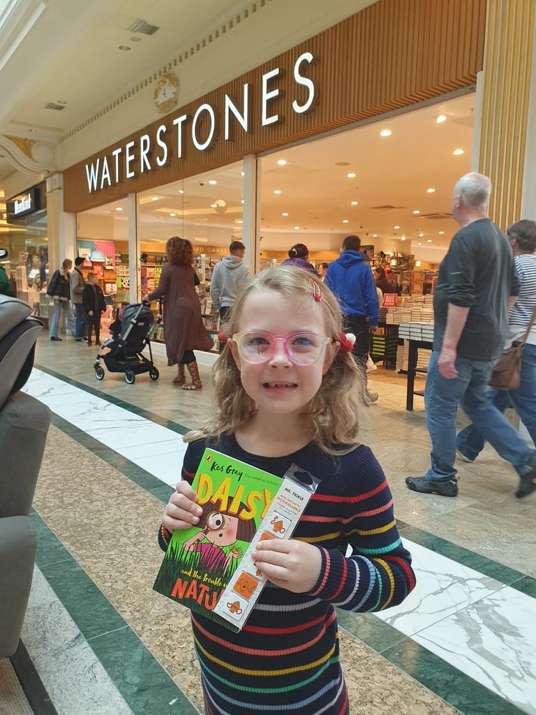MrsTWilkinson's tweet photo. We then had to have a trip to @_traffordcentre @Waterstones so that she could spend her voucher on a new Daisy book and bookmarks. Thank you @BoltonLMS https://t.co/aNqEBHcKSJ