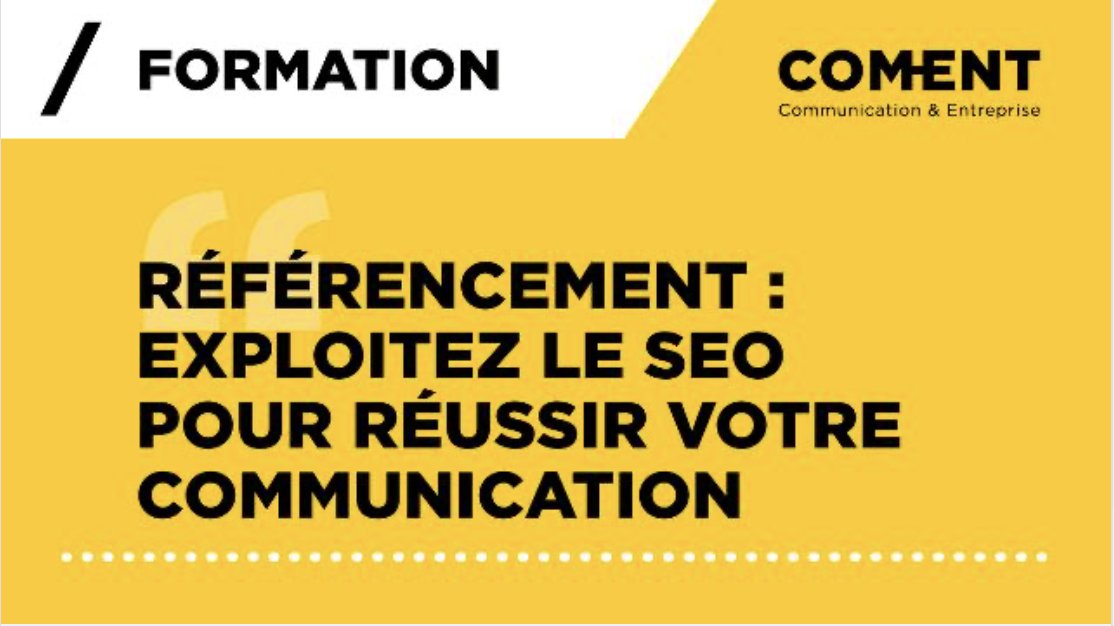 stationnext's tweet photo. Formation - Référencement : exploitez le SEO pour réussir vos objectifs de communication - mardi 24 octobre chez COM-ENT
https://t.co/Jgk82TyA85 https://t.co/cMqpdPR0JZ