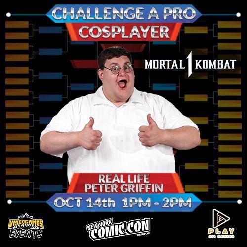 VideoGamesNYC's tweet photo. For our Saturday #ChallengeAPro event, we got the one and only @NYPeterGriffin! Not only is he quite the family guy but also pretty good in #MortalKombat1. Get your chance to play a set with him in the Game Zone down in Hall 1E.
@SexyNerds #NYCC #FGC #FamilyGuy #PeterGriffin https://t.co/hO8HihQBGq