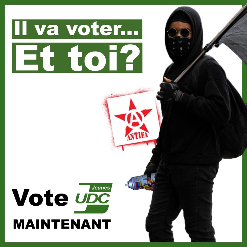 JeunesUdc's tweet photo. Les drag queens, les antifas et les activistes du climat vont tous aller voter ! 😡

Dans les urnes, ils pourraient ruiner la Suisse et notre société. Nous ne les laisserons pas faire ! Nous aussi, nous allons aller voter. Et nous voterons Jeunes UDC ! 💪🏻 https://t.co/PrOdSEKFAH