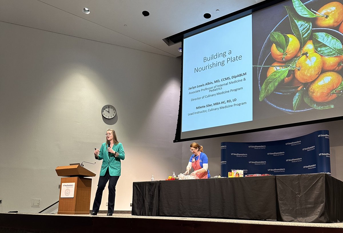 Taking the stress out of our relationship with food - @JaclynAlbin gives a phenomenal #CulinaryMedicine demonstration at the UTSW NORC #WeightWellnessDay @ObesityWeek Preconference. Amazing talk about balance and removing stigma for people with #obesity!