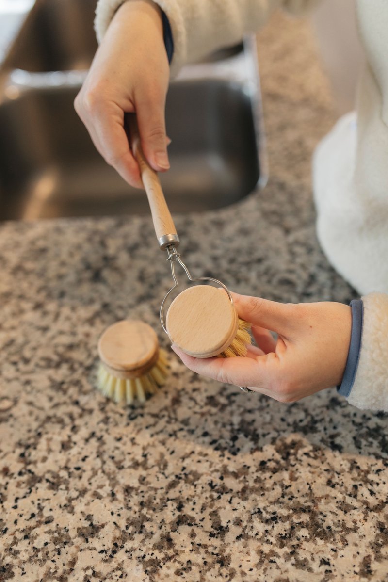 WasteLessShop's tweet photo. An easy way to reduce waste is by using a dish scrubber that you can use again &amp; again! 

Our beechwood pot brush is an environmentally friendly, plastic-free, zero-waste staple for your daily cleaning routine. 

Heavy duty fiber bristles attached to an ergonomic knob shaped hand https://t.co/txsFzIUOY4