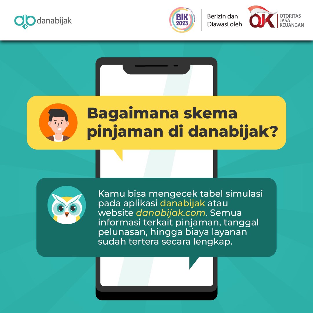 Danabijak's tweet photo. Chat langsung dengan agent melalui aplikasi &amp; website https://t.co/44eACPYxYT

Senin - Jumat (08.00 - 20.00)

#danabijak #rekanbijak #keuangan #fintechlegal #fintechaman #OJK #pinjamanaman #faq #seputardanabijak https://t.co/8o1Z8oqExR