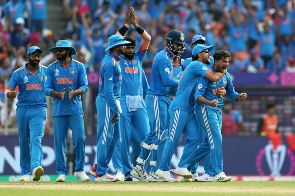 Congratulations to Team India on their remarkable performance in the #CWC2023! With three consecutive wins, they have set the tournament on fire, demonstrating their prowess on the field. Our bowlers displayed clinical precision by limiting Pakistan to just 191 runs on what