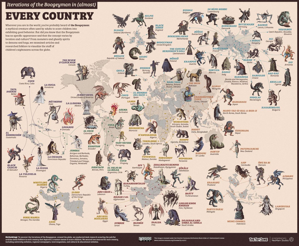theepicmap's tweet photo. Iterations of the boogeyman in (almost) every country https://t.co/wA3aQ1OxiE