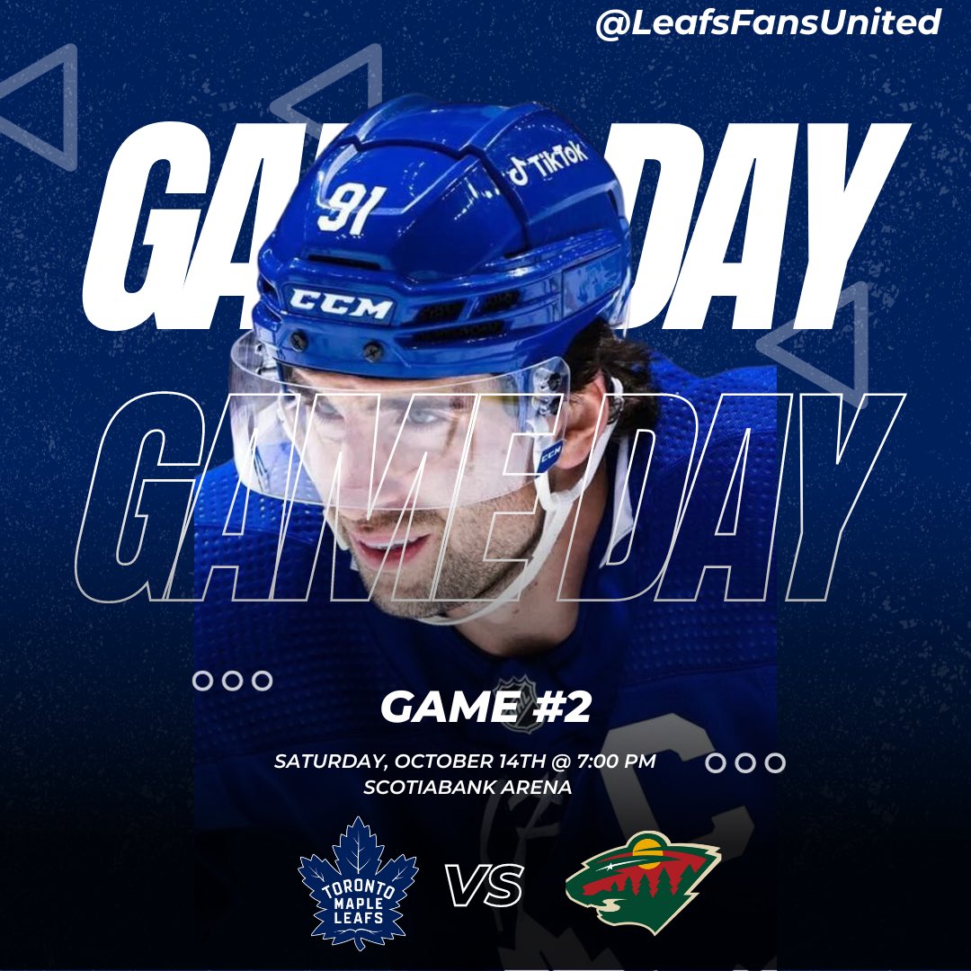 LeafsFansUnited's tweet photo. Game 2 goes tonight at Scotiabank Arena against the visiting Wild! #LeafsForever https://t.co/mb4u5RrdA6
