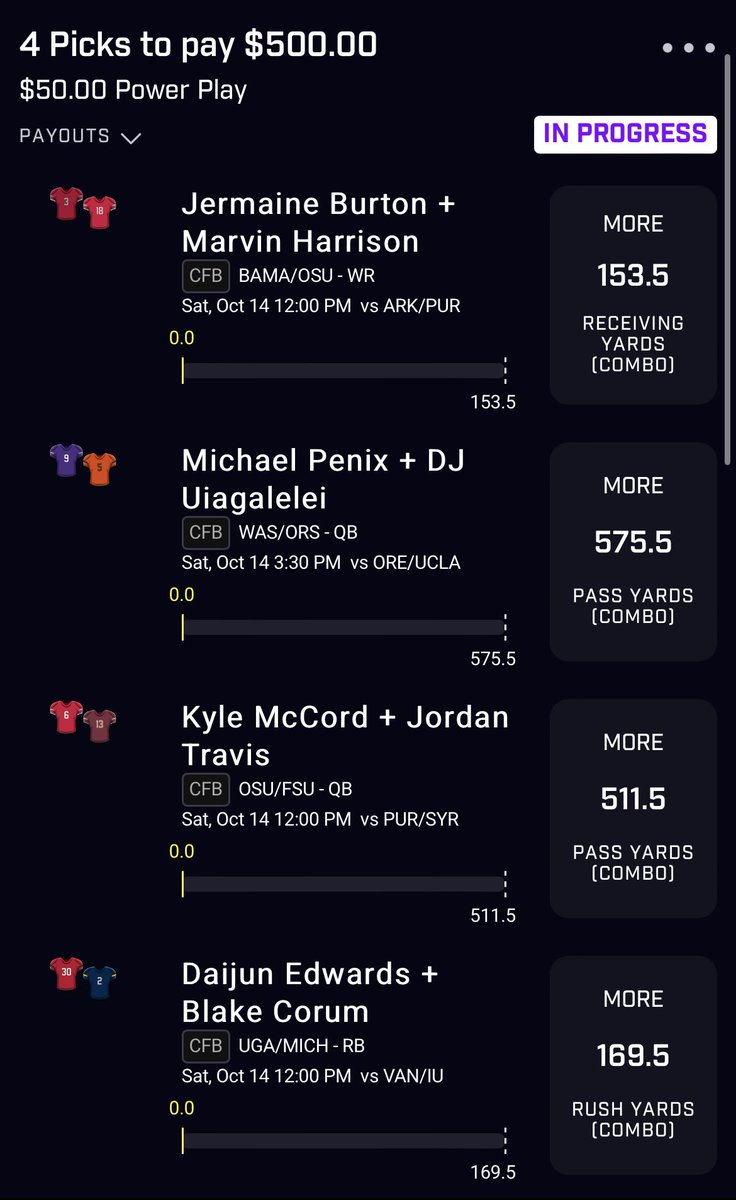 CraftBets's tweet photo. ✅🚀 MY CFB 20X ATTEMPT TODAY. 🚀✅

🔥❤️ $20 GIVEAWAY TO ONE PERSON AFTER THIS GOES 4/4. LIKE+RT TO BE ENTERED! ❤️🔥

👍🏽 Like if tailing! 👍🏽

 #prizepicks #nfl   #gamblingx #gamblingtwitter #Props #CFBPicks #CollegeFootball #CollegeGameday https://t.co/9pyNIWjR2D