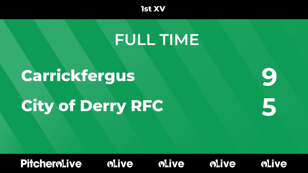FULL TIME: Carrickfergus 9 - 5 City of Derry RFC #CARCIT #Pitchero cityofderryrfc.com/teams/206645/m…