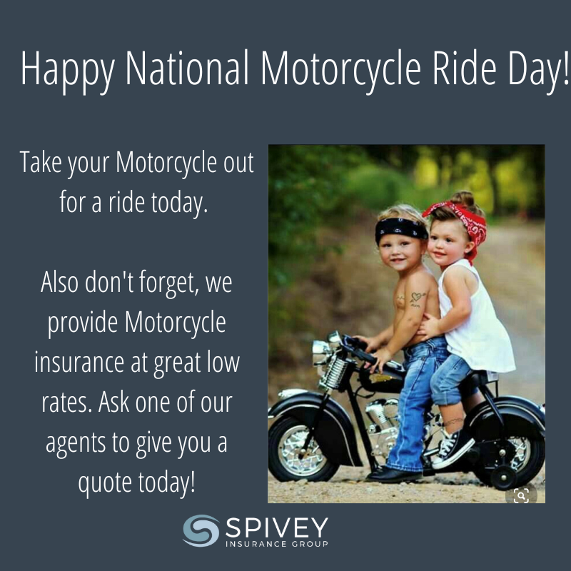 SpiveyInsurance's tweet image. Happy Motorcycle Ride Day! 🏍️ Ride safely!
#nationalmotorcyclerideday #motorcycleinsurance #spiveyinsurancegroup #motorcyclesafety