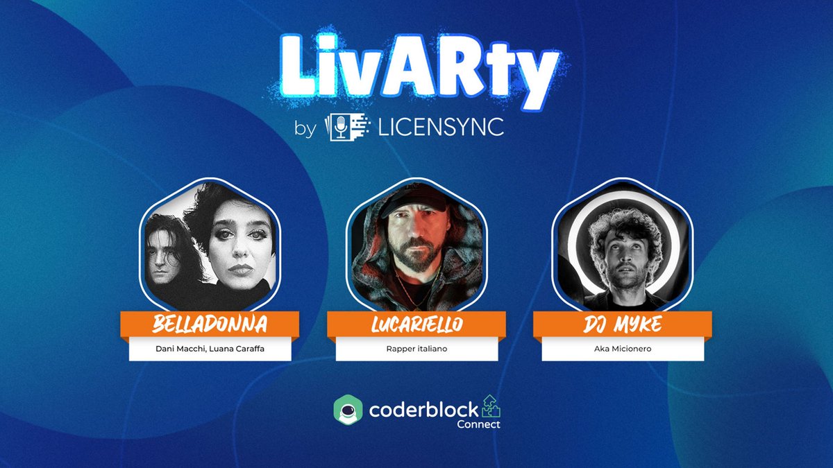 LivARty - Evento esclusivo all'interno del Metaverso @Coderblock Connect

20/10/23 Save the Date!

Ospiti d'eccezione:

-Belladonna

-Lucariello

-Dj Myke

Si comincia dalle ore 20.00 all'interno dello spazio Coderblock / Licensync.

Free Tickets: eventbrite.it/e/licensync-at…