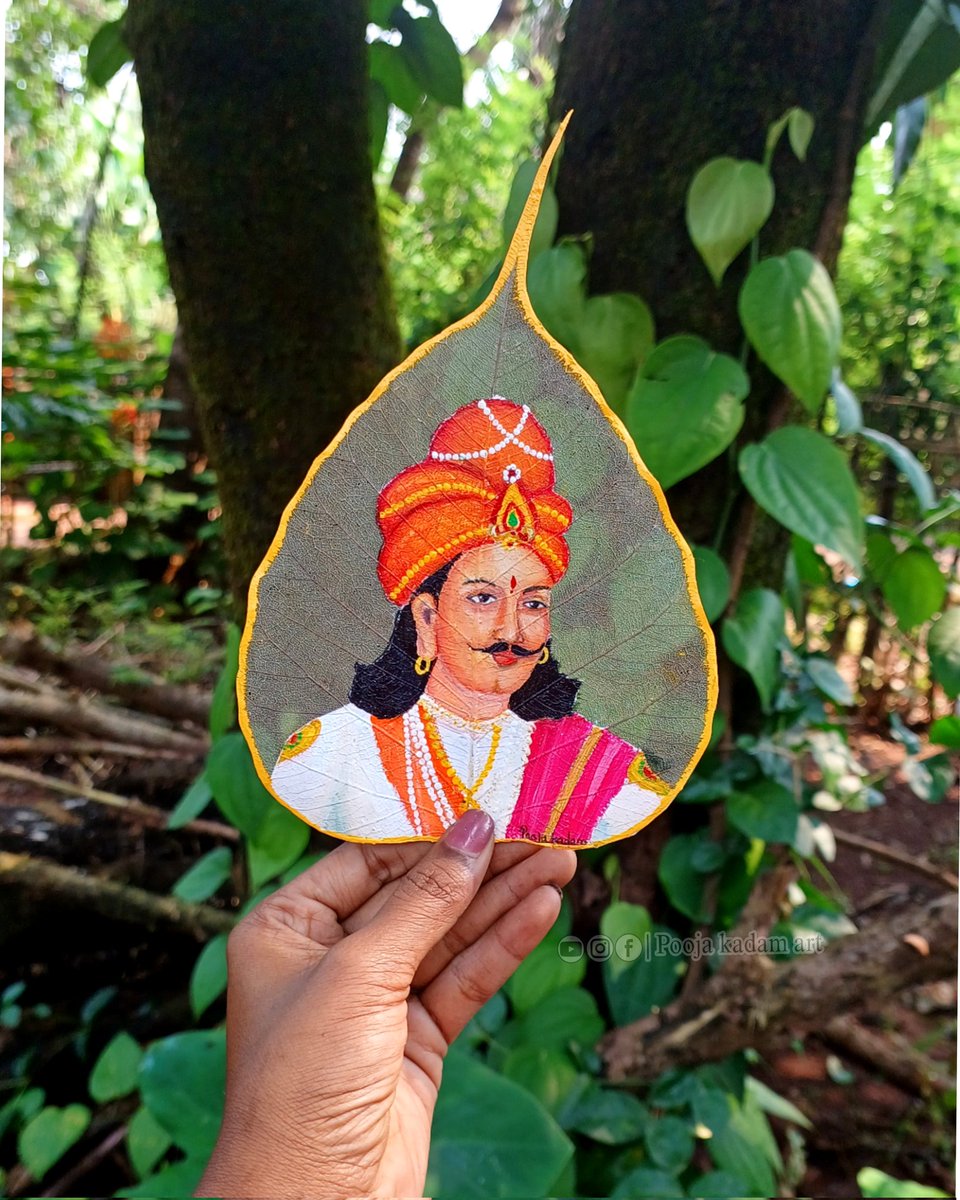 Chakravartin Ashoka Samrat 👑💫 Leaf Art painting🌿🖌️🎨 Art by -@ArtistPoojaK
