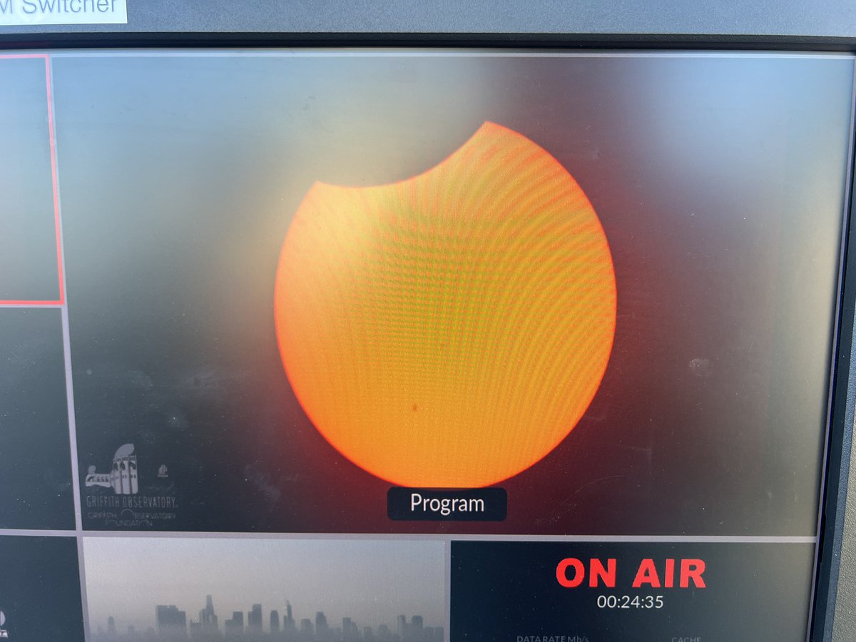 jaredhead's tweet photo. Helping out at @GriffithObserv for the livestream of the partial solar eclipse right now! Watch it live here: https://t.co/4E61ESzF2s https://t.co/sPv9n2grQK