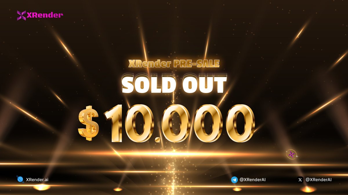 XRenderAI's tweet photo. 🪂🪂 Exciting Update! 🪂🪂

🔥 We've successfully sold $10,000 worth of XRender ($XRAI) on the 1st hour of our Pre-Sale!

Thank you to all our early supporters for believing in our vision. Stay tuned for more updates and get ready for the next phases of our journey!

#XRenderAI $XRAI