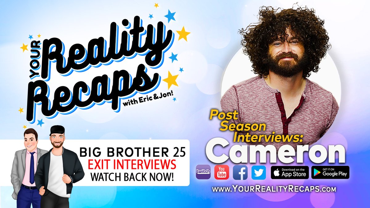 We get into it all w/ Cameron from #BB25 in our exit interview!

🔥WE DISCUSS🔥
🔴 If hes still taking blame
🔴 Regrets the fugitives
🔴 Being and easy target
🔴 Betrayal and much more!

📺WATCH HERE: youtu.be/swVdX8OCI4I
👉PREVIOUS SHOWS &amp; INTERVIEWS