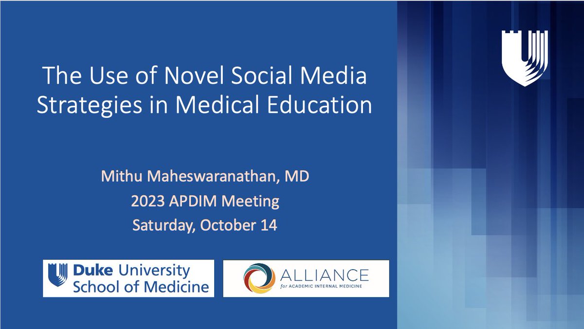 MithuRheum's tweet photo. Had fun speaking today at the 2023 APDIM (Association of Program Directors in IM) meeting on Use of Novel #SocialMedia strategies in #MedEd
Thanks for having me! #APDIMFall23 https://t.co/QHugLni9ET