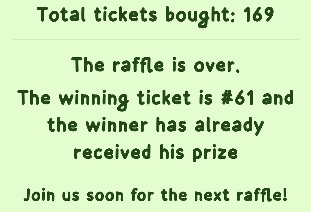 The first raffle has concluded with a total of 169 tickets sold! The winning ticket is number #61! Stay tuned for more exciting raffles coming soon!
ALL $CUMB are now in our PeerMe vault!