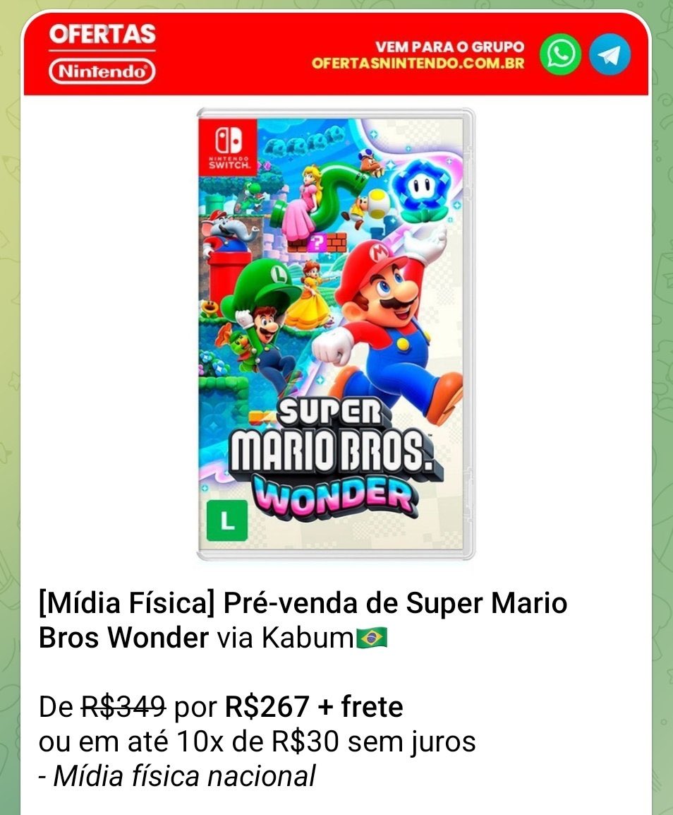 Super Mario Bros Wonder Nintendo Switch Jogos Mídia Física Novo