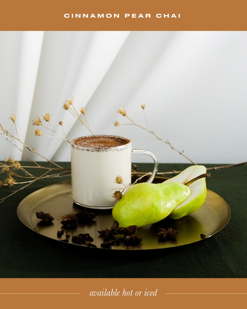 Cinnamon Pear Chai has been one of our favorite fall drinks this year.