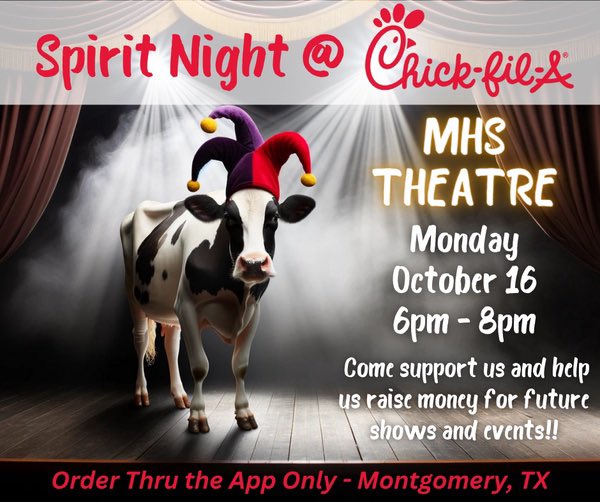 Do not cook on Monday Night!  Join us at Montgomery Chick-fil-a from 6-8pm and use your App!  We appreciate your support!