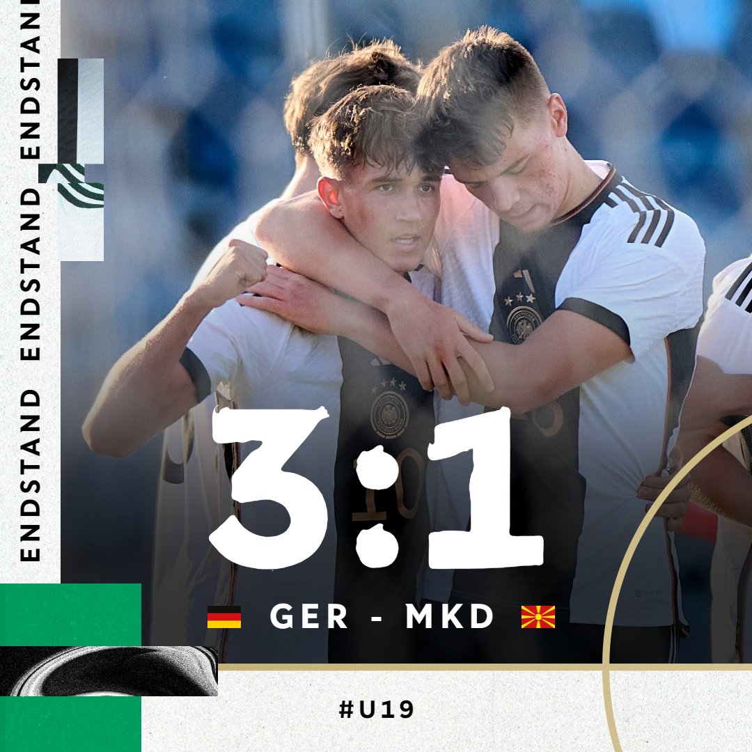 DFBNachwuchs's tweet photo. Doppelpack von Kapitän Tom Bischof: Die #U19 hat auch ihr zweites Spiel in der ersten EM-Qualifikationsrunde gewonnen. Gegen Nordmazedonien setzte sich das DFB-Team mit 3:1 durch. 💪
#HERZZEIGEN | 📸 DFB/Getty Images➡️ https://t.co/wAUfcZXiCS https://t.co/tfQAZK9Ajx