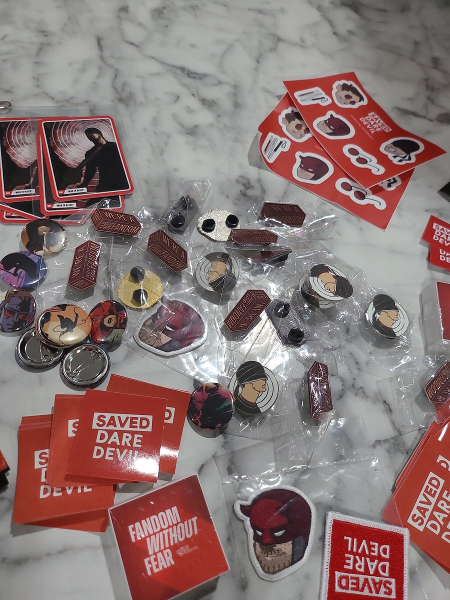 SavedDaredevil's tweet photo. Team #SavedDaredevil is here at @NY_Comic_Con. Come see us and get some swag. We're currently across from the baggage check near the food court. https://t.co/WH9Oys7Qvs