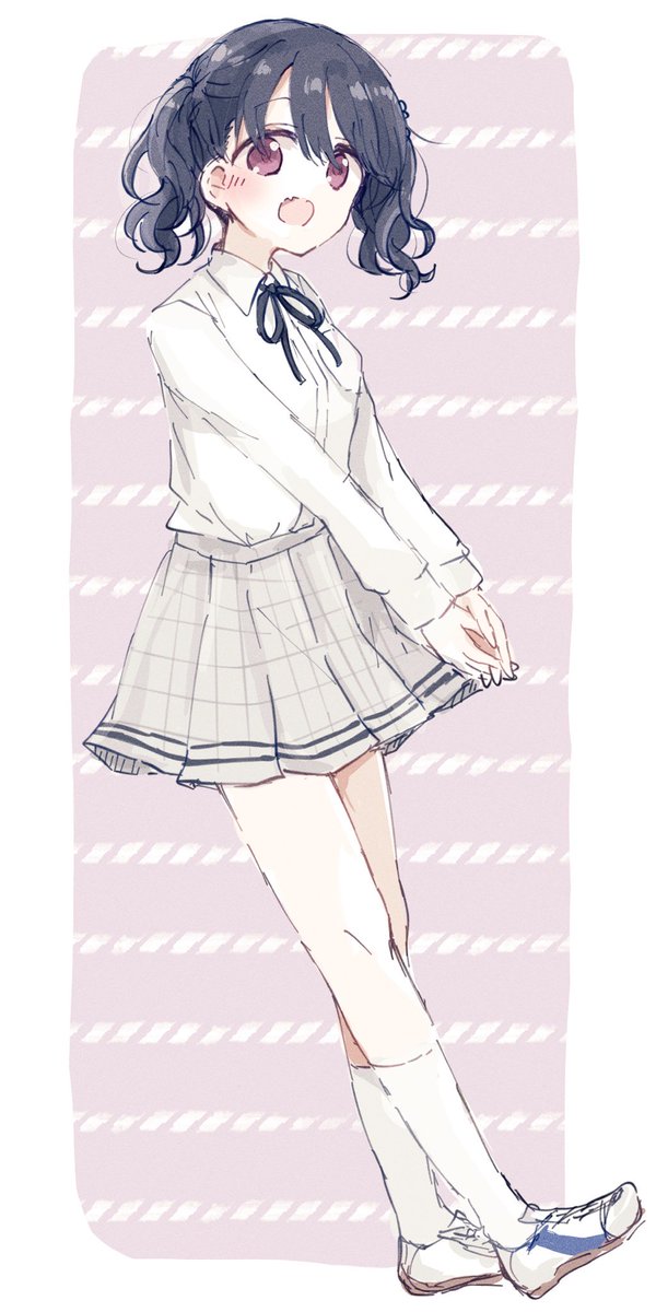 fukumaru koito 1girl solo twintails skirt black hair plaid neck ribbon  illustration images