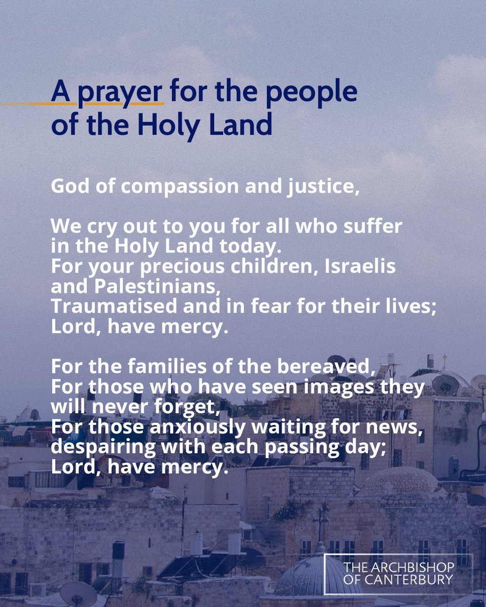 OfficeofABC's tweet image. (1/4)

God of compassion and justice, we pray for your precious children, Israelis and Palestinians.

🔽