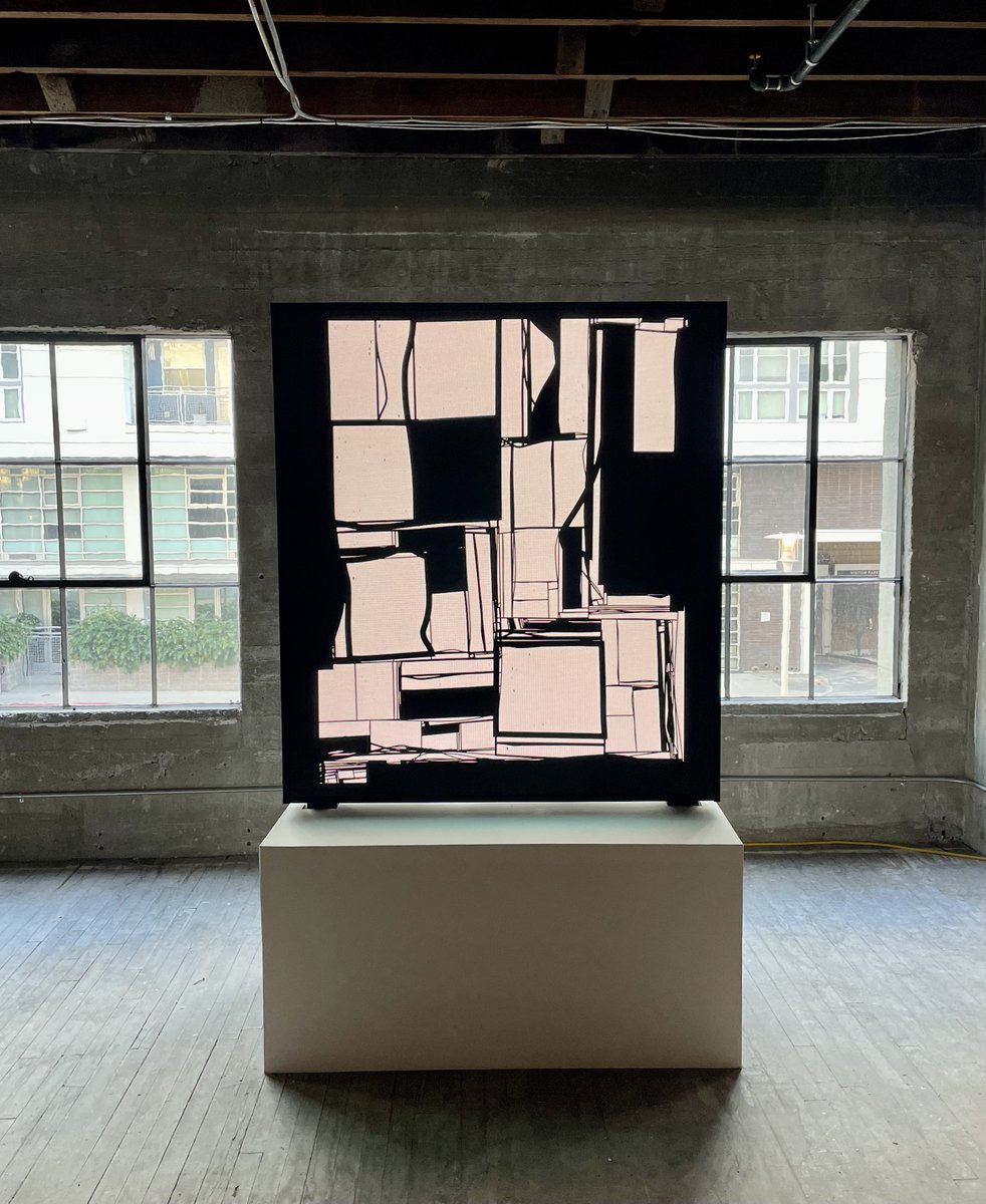 My work for the Interreality show, opening today in LA, is one of five iterations from “Connected, for the Moment” a generative work that investigates the peculiarities of hand drawn lines and uses them to construct abstract structures. In some moments the algorithm reminds me of