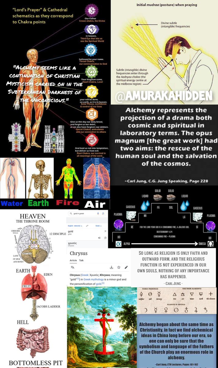 AmurakaHidden's tweet photo. Christianity Alchemized 🧵

The Practice of Drinking the Blood (Wine) & Consuming the Body of Christ can be traced back to the Orphic Myths of the Dismemberment (Sparagmos) of Dionysus. The consuming of the meat and wine was symbolic of the Titans eating the flesh (meat) & blood (wine) of Dionysus, the Heir Apparent to Zeus & Future Ruler of the Cosmos.

In the Dionysian Rites, the omophagia was the act of eating flesh and drinking wine to consume the god (Dionysus) AND become ONE with DIONYSUS. 

Now, this is done in Christianity as the Eucharist. Dionysus has been replaced with CHRIST. 

"He who eats My flesh & drinks My blood has eternal life" 

John 6:54 

The Eucharist is an Alchemical Process were the "Body of Chryst" is transmuted into Eternal Life. Some claim Chryst comes from Chyrsus the Greek Word for GOLD. The Blood is symbolic of the Red Stone while the Flesh is the White Stone which is "transmuted" into Philosopher's Stone. Christ IS the Philosopher's Stone or Lapis: The True Goal of the Alchemist. The Lapis is NOT only a material substance, it’s a consciousness which must be awakened. The Eucharist is the Symbolic Act of transmuting BASE (or BEAST) Consciousness into CHRISTIC (Unity) Consciousness. 

This Alchemical Transmutation of Eternal Life is the same as the Hermetic Elixir of Life. The Elixir of Life is simply the 'Mixture of Life' or Mix of Opposites. From LEAD to GOLD. The Real Prize of the Alchemist is an Awakened Consciousness, an Enlightened State, Christ Consciousness. Carl Jung calls this process Individualization while the Goal of the Alchemist is always to TRANSMUTE Base Metals from LEAD to Gold. 

In Alchemical Terminology, Saturn (or SATAN) is the "Lead" which is "transmuted" into other stages or variations of itself (other 'aspects of the deity'). This is the Prima Materia of the Alchemist. 

As always, the Ultimate Goal of the Alchemist is to transmute Lead to "Gold" or SATAN (Saturn) into the "Sun" aka "Jesus is the Son". Base or BEAST Consciousness into Christic Consciousness. 

Carl Jung explains, "And just as, in Christianity, the Godhead conceals itself in the man of low degree, so in alchemy it hides in the uncomely stone.” 

Symbolically, this is the stone “rejected by the builders". The Rejected Stone is the Prima Materia. This leads to the Alchemical Notion that darkness conceals the light and that the true enlightenment is found in the “distressing shadows” of our psychology. The Gnostics called this the Divine Spark in Matter. In truth, the Goal is to FREE this DIVINE SPARK, RAISE the CHRISTOS & Become ONE with the FATHER. 

Herein Lies the Difference between Modern Christianity & the Alchemical Opus.

Paul Levy writes, "The Christian point of view is that we [need] redemption and leaves the work of redemption to an autonomous divine figure. The alchemists, on the other hand, were having the epochal, revolutionary, and evolutionary realization that we are all collaboratively playing a crucial, participatory role in the Incarnation of the divine being. Both points of view are true, as they are complementary and unifying aspects of a greater whole. From the alchemical perspective, as Jung clarifies…, man takes upon himself the duty of carrying out the redeeming opus, and attributes the state of suffering and consequent need of redemption to the anima mundi (world soul) imprisoned in matter." 

The Alchemist does not WORSHIP Christ, HE becomes CHRIST. 

The alchemists finds their own salvation not by the merits of their works but by the "birth of Christ within him". Christ is the CHRYST (GOLD) trapped in MATTER. 

Jung understood this, "The one primarily in need of redemption is not man, but the deity who is lost and sleeping matter. Only as a secondary consideration does he hope that some benefit may accrue to himself.”  

In short, God (or the Self) has become imprisoned in the materia, and it is the task of the alchemist to set God FREE: TO RAISE the Christ WITHIN.

🧵🔚