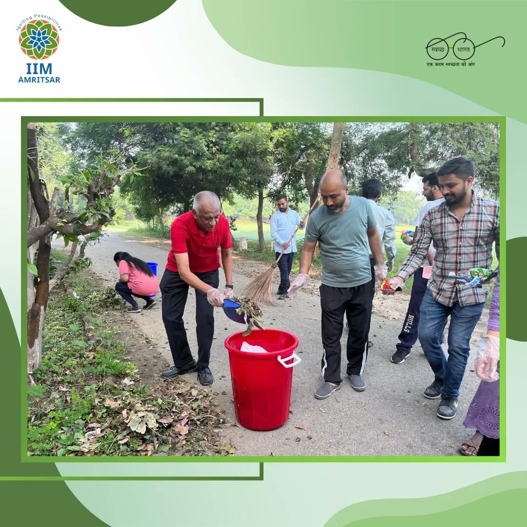 IIMAmritsar's tweet photo. IIM Amritsar has picked up the baton to be a part of Swachhata pakhwada mission and spread awareness through various activities and strives towards a clean and green India. 

#IIMAm #IIM #IIMLife #SwachhBharat #SwachhtaPakhwada #Sustainability #Cleanliness #SocialDuty https://t.co/oXTNVC0KEl