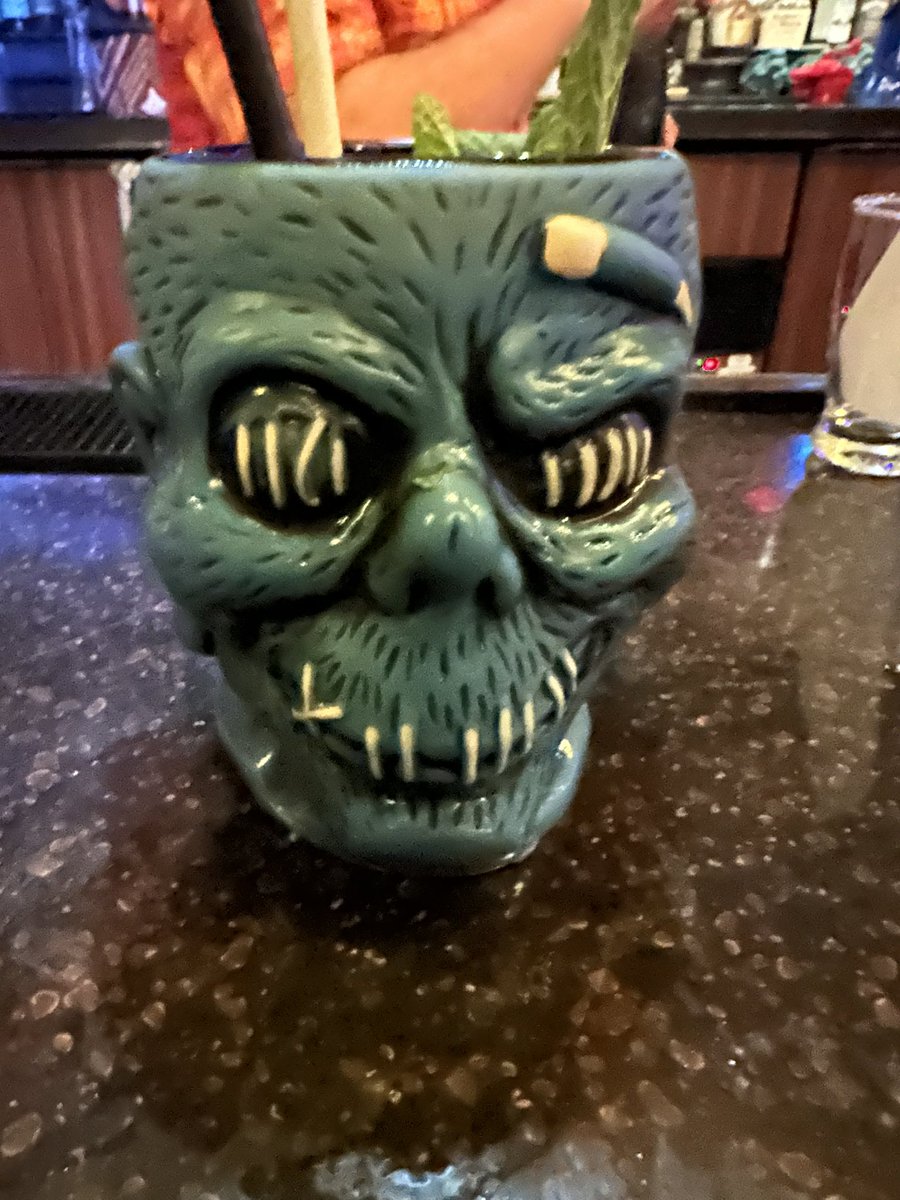 pabspatio's tweet photo. @TimeLineSkulls 
Zombie - what a drink 😀🤣

Gosling’s 151 Black Seal Rum, Appleton Estate Reserve Rum, Bacardi 8 yr Rum, Tropical Juices, Falernum, and Cinnamon.&amp;nbsp; #tikibar https://t.co/UnydAyLGOS